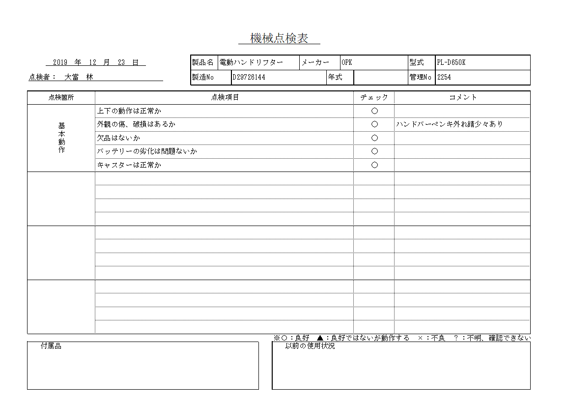 電動パワーリフター OPK 中古